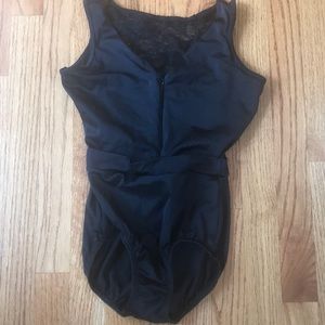 Black sleeveless leotard with lace back sz M